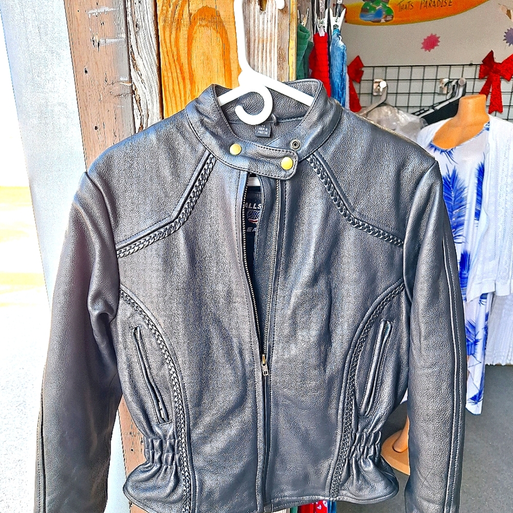 Naked leather woman's jacket worn twice size M black